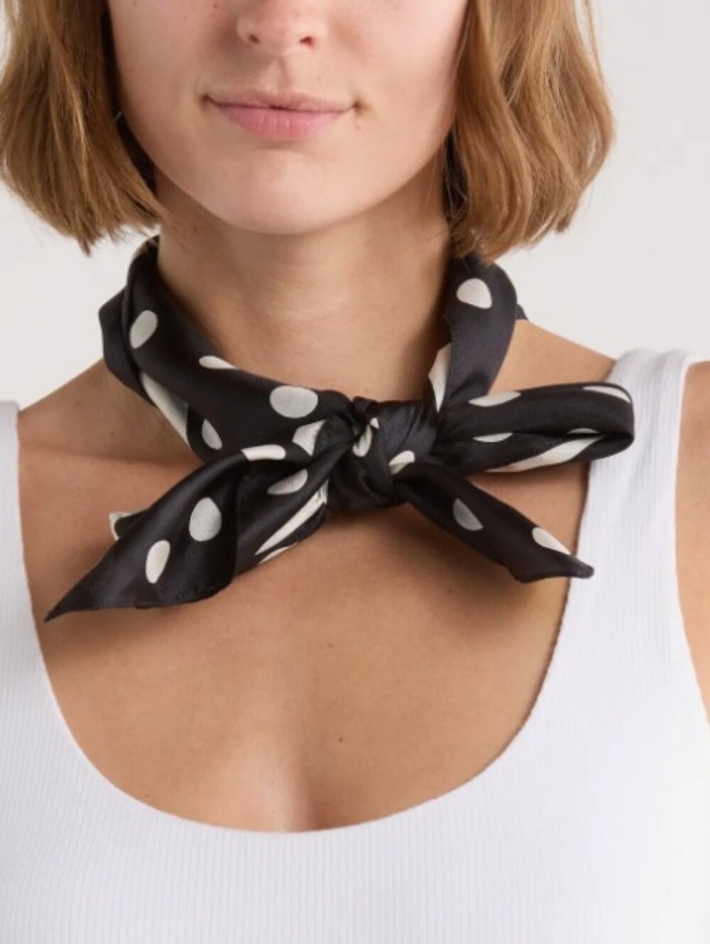 kate spade Black and White Polka Dot Silk Neck Scarf